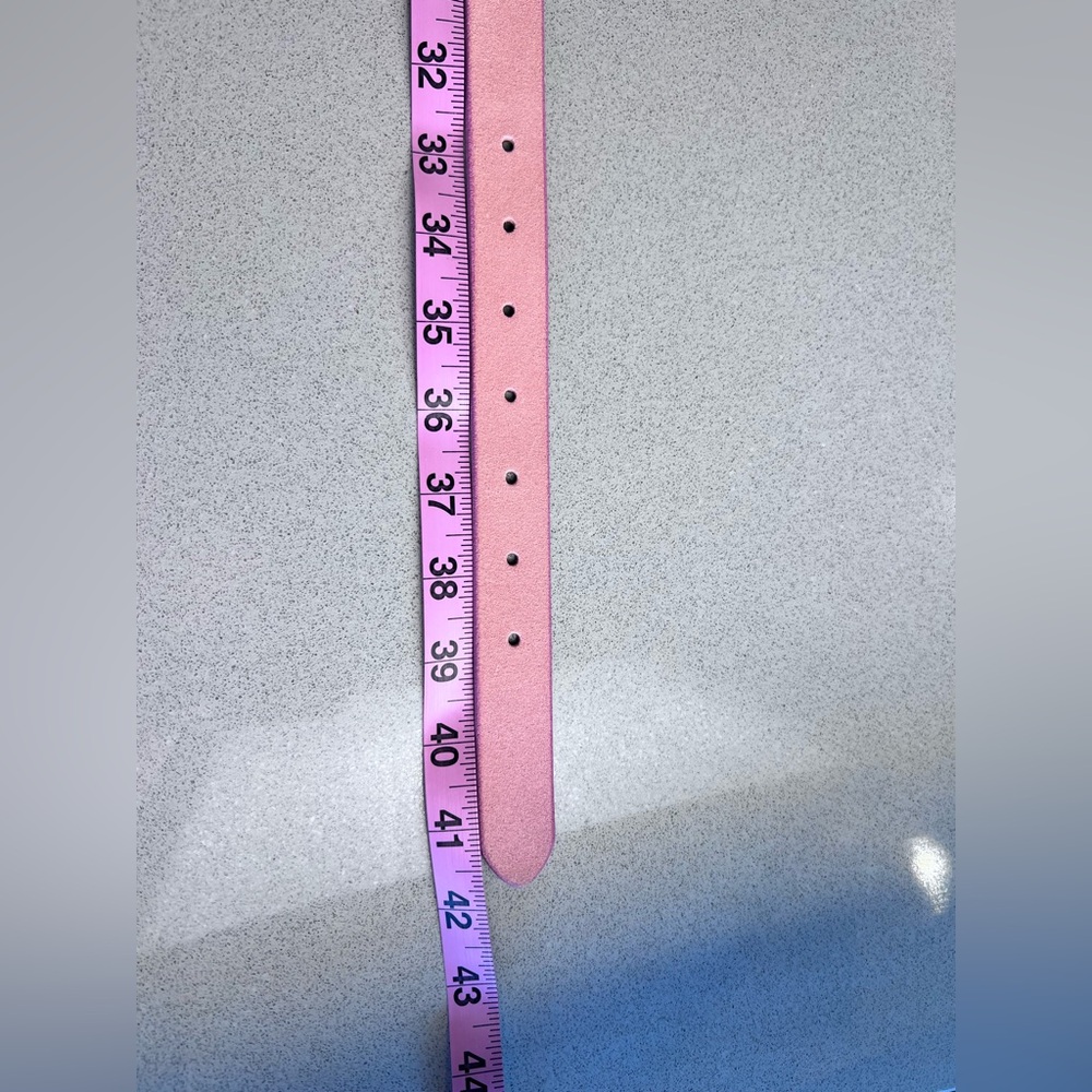 J.Crew Women's Pink Italian Leather Suede Belt Gold tone Buckle Sz Medium NWT - Picture 11 of 13